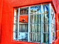 Abstract jalosey windows glass winding windows orange building